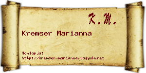 Kremser Marianna névjegykártya